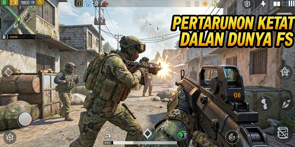 Tampilan gameplay menegangkan D06 dengan aksi tembak-menembak yang intens.