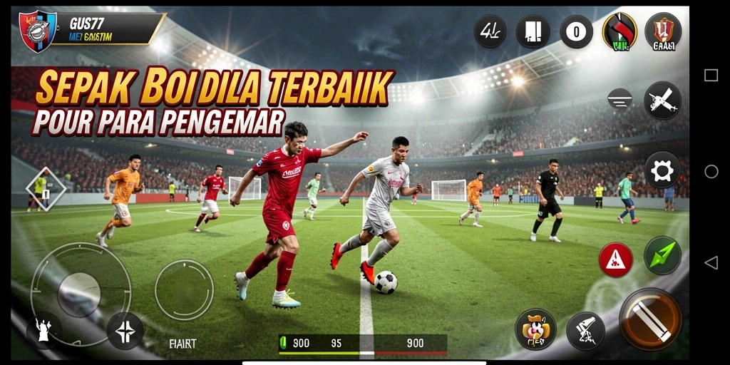 Tampilan gameplay <strong>GUS77</strong> yang mendebarkan dan penuh aksi sepak bola.