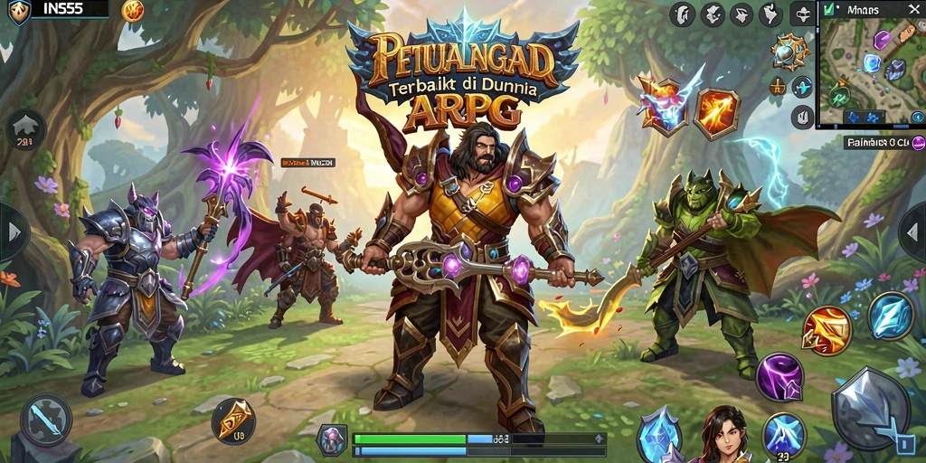 Screenshot INS55 menampilkan pertempuran epik dalam dunia ARPG.