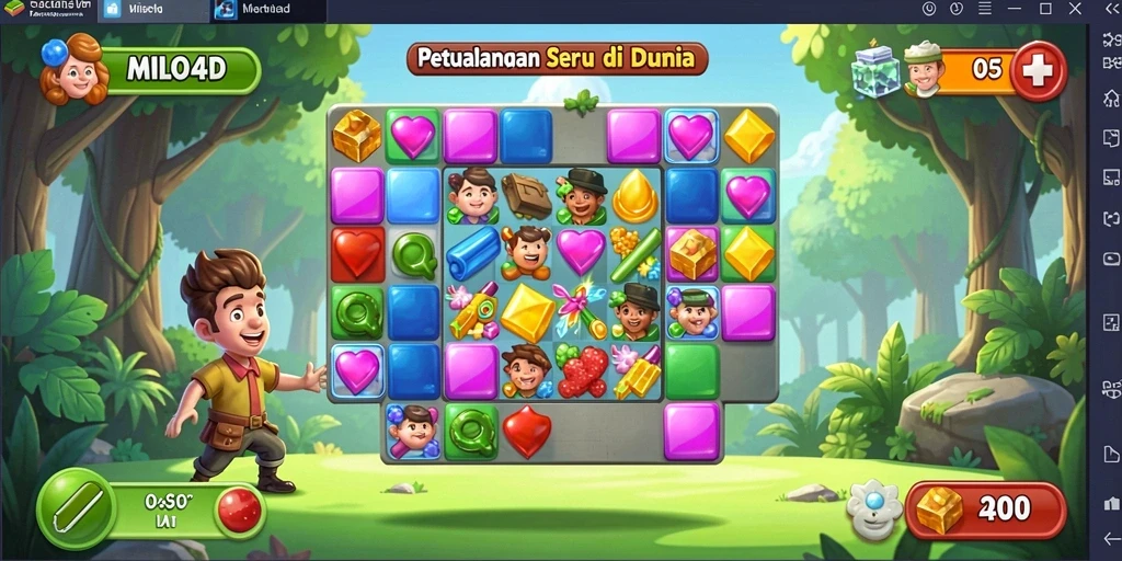 Tampilan menarik dari gameplay Match-3 MILO4D.