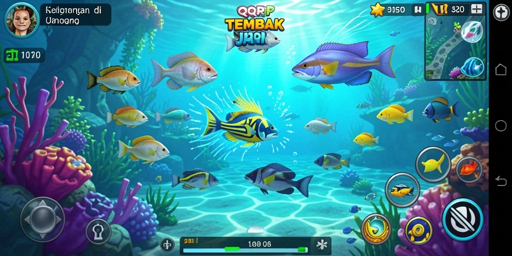 Screenshot QQRP yang menampilkan keseruan gameplay Tembak Ikan.