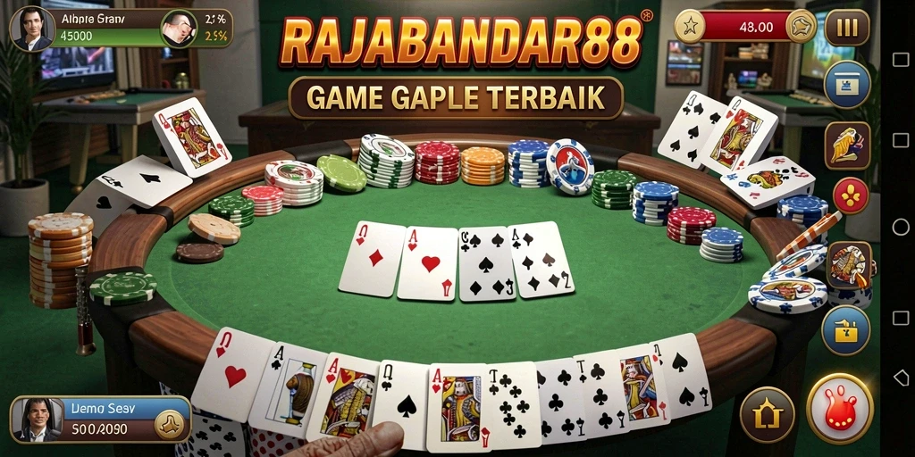 Tampilan gameplay seru RAJABANDAR88 dalam bermain Gaple.