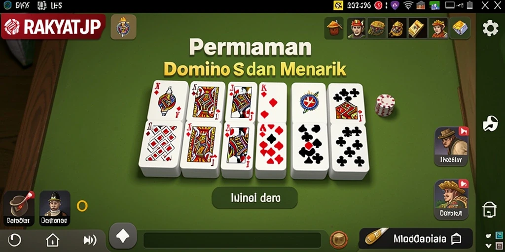 Screenshot gameplay RAKYATJP yang menampilkan serunya permainan Domino.