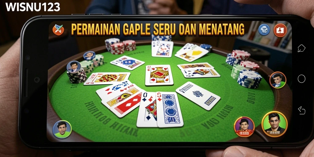 Tampilan gameplay seru di WISNU123 dengan suasana permainan Gaple.